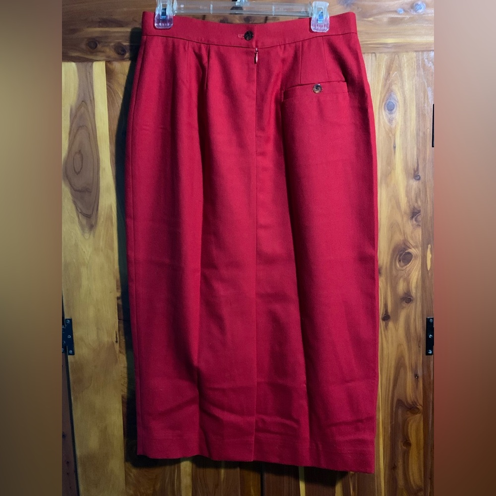 Elegant Talbots Red Wool Midi Skirt